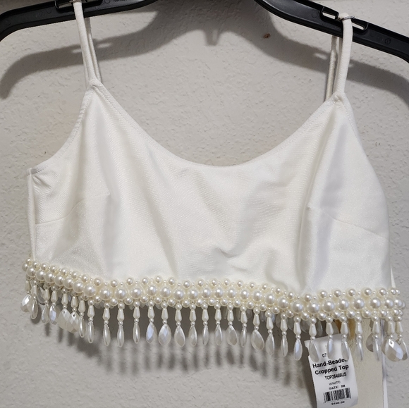 SOLD PatBO Hand-Beaded Jersey Crop Top - Picture 4 of 9